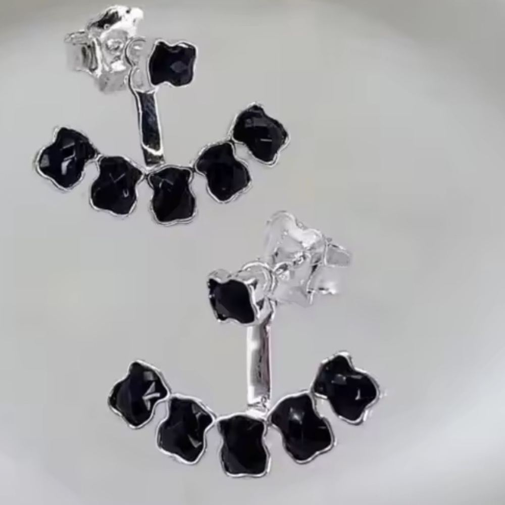 TOUS S925 Gold Overly White Pearl Bear Mini Buttons Studs Hinges Earrings